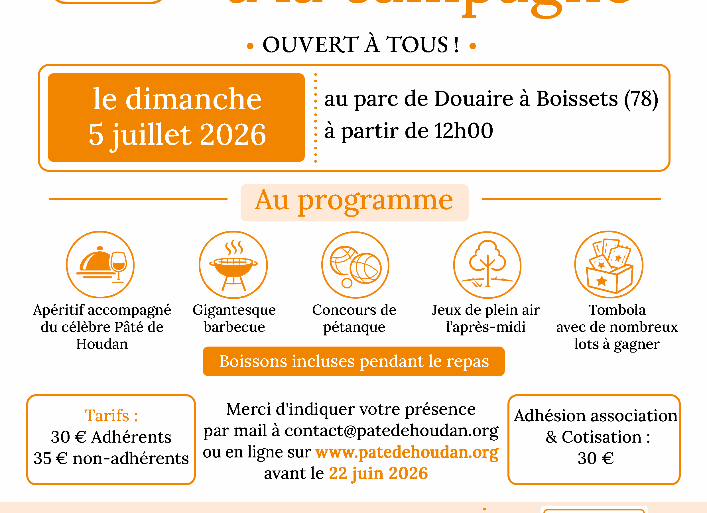 Inscription au Caquetage du dimanche 5 juillet 2026